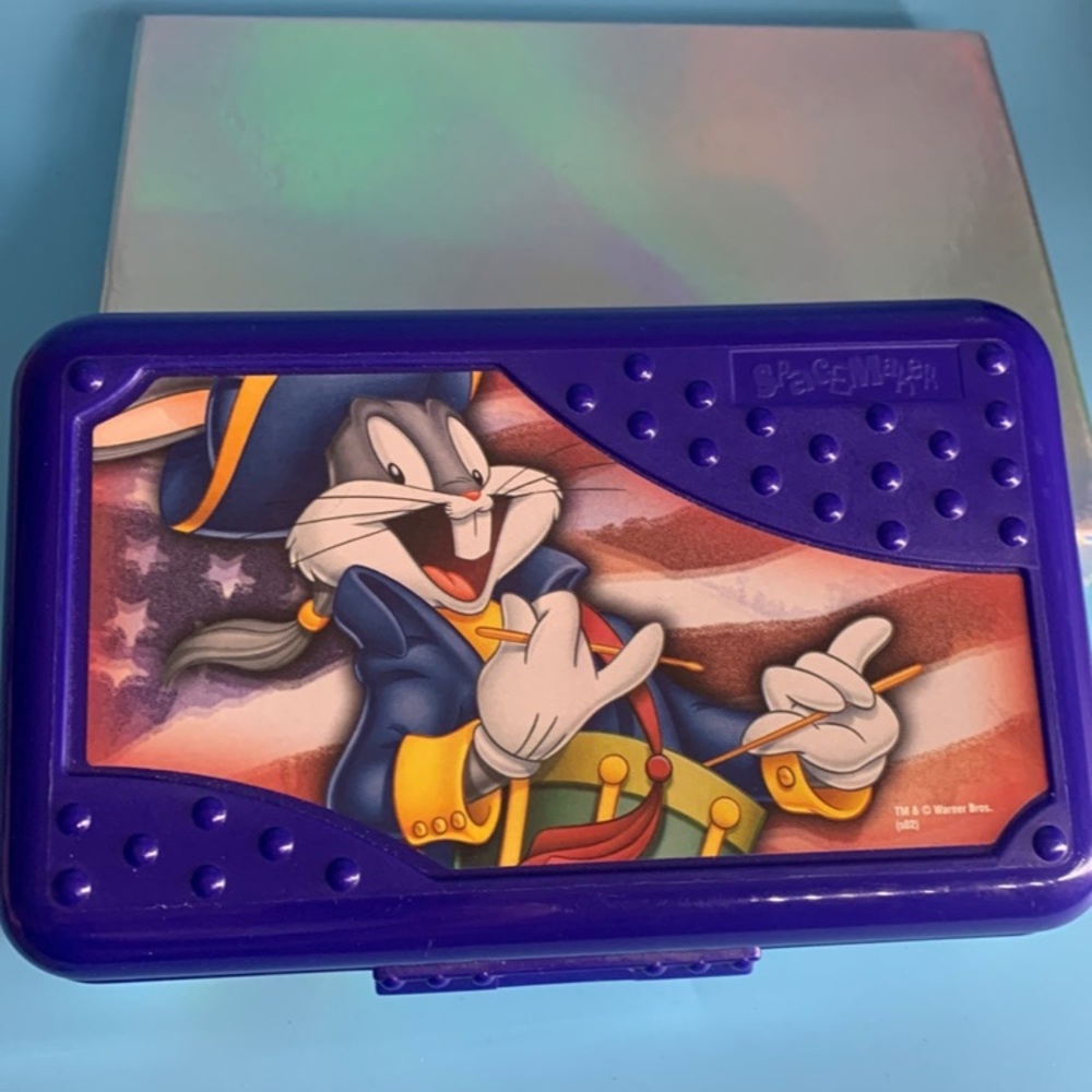 Vintage new Pencil box Spacemaker Bugs Bunny blue